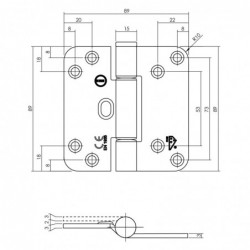 Intersteel Glijlagerscharnier 89 x 89 x 3 mm DIN rechts/links verzinkt