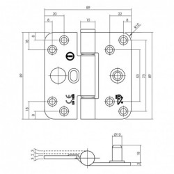 Intersteel Glijlagerscharnier SKG*** 89 x 89 x 3 mm DIN rechts zwart