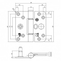 Intersteel Glijlagerscharnier SKG*** 89 x 89 x 3 mm DIN links zwart