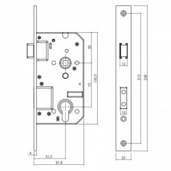 Intersteel Veiligheidsslot SKG** PC 72mm met rechthoekige voorplaat 25 x 238 mm