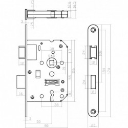 Intersteel Woningbouw klavier dag- en nachtslot 55 mm rvs geborsteld