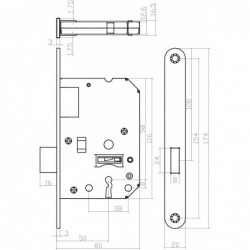 Intersteel Woningbouw klavier kastslot 55 mm wit