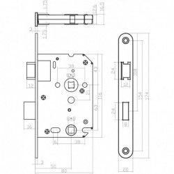 Intersteel Woningbouw toilet-/badkamerslot 63/8 mm rvs geborsteld