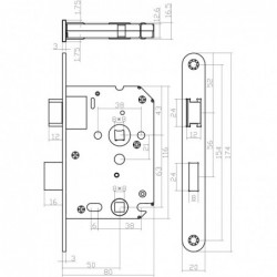 Intersteel Woningbouw toilet-/badkamerslot zwart 63/8 mm