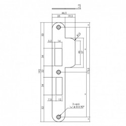 Intersteel Sluitplaat voor veiligheidsslot SKG** PC 55mm DIN links rvs