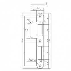 Intersteel Sluitplaat voor veiligheidsslot SKG** PC 72mm DIN rechts rvs