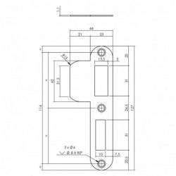 Intersteel Sluitplaat voor veiligheidsslot SKG* PC 55mm DIN rechts rvs