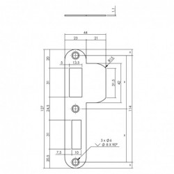 Intersteel Sluitplaat voor veiligheidsslot SKG* PC 55mm DIN links rvs