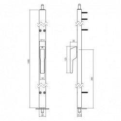 Intersteel Raamespagnolet niet afsluitbaar Rechts 1500mm aluminium