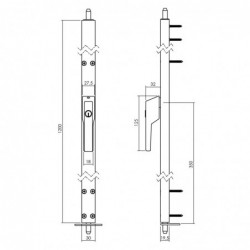 Intersteel Raamespagnolet afsluitbaar Rechts 1200mm met uitwisselbare cilinder aluminium