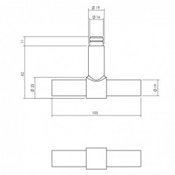 Intersteel Kruk-espagnolet rechts T-recht met stangenset 2 X 1245 mm zwart