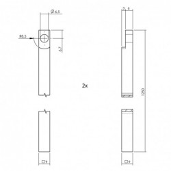 Intersteel Kruk-espagnolet rechts T-recht met stangenset 2x 1245 mm rvs geborsteld