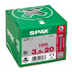 SPAX T-STAR Spaanplaatschroef CK3.5x20 - Voldraad - TX 15 - Verzinkt - 1000 Stuks