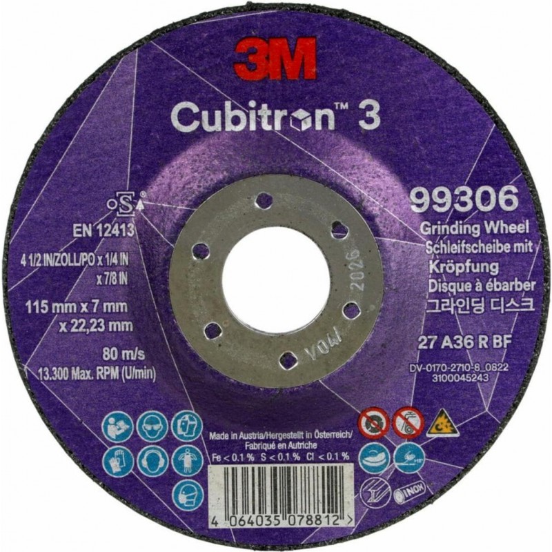 3M Cub3 Slijpschijf T41 125x22x1mm - Per Stuk