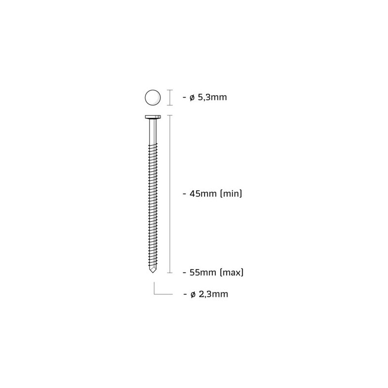 Union Ig-Coilnagel Igb55Abr-K - 2.3x55mm - Platkop - 1800 Stuks Union Ig-Coilnagel Igb55Abr-K - 2.3x55mm - Platkop - 1800 Stuks