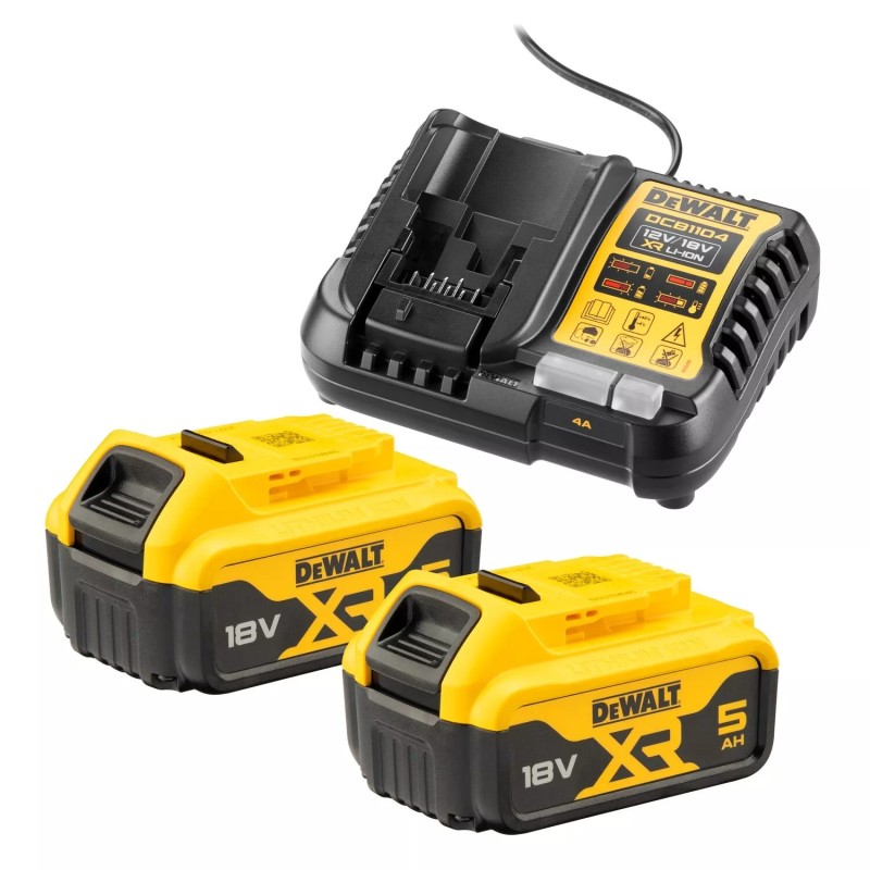 DeWALT Accuset Lader DCB1104 + 2 Accu's 18V 2x5,0AH