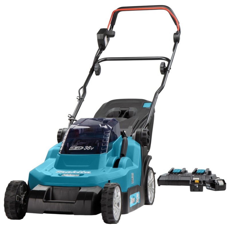 Makita Dlm382Pt2 Accu Grasmaaier - 38 Cm - 2X Lxt 18V 5.0 Ah Accu - Snellader Makita Dlm382Pt2 Accu Grasmaaier - 38 Cm - 2X Lxt 18V 5.0 Ah Accu - Snellader