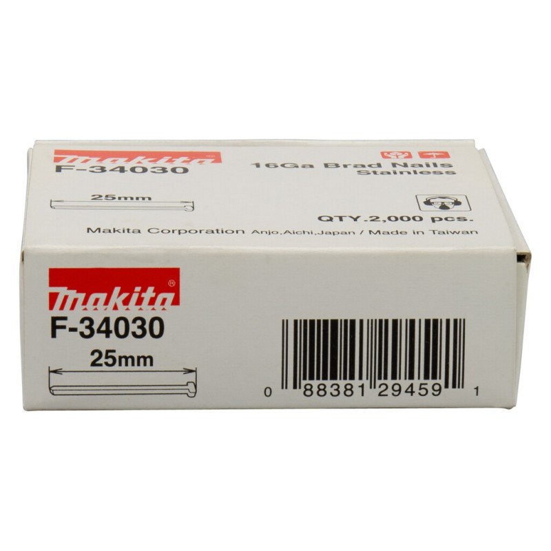 Makita Brad 25mm 1.3X1.6mm - RVS A2 - 2000 Stuks Makita Brad 25mm 1.3X1.6mm - RVS A2 - 2000 Stuks