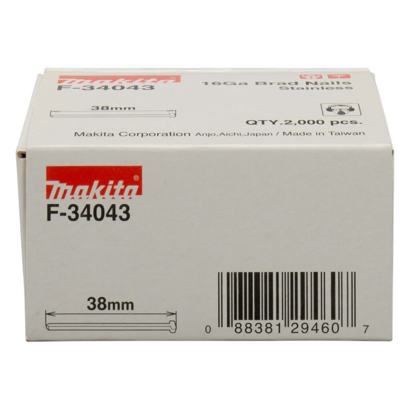 Makita Brad 38mm 1.3X1.6mm - RVS A2 - 2000 Stuks Makita Brad 38mm 1.3X1.6mm - RVS A2 - 2000 Stuks