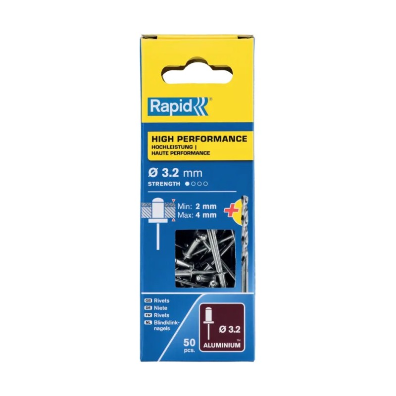 Rapid High Performance Blindklinknagels 3.2x8mm - Met Boor Rapid High Performance Blindklinknagels 3.2x8mm - Met Boor