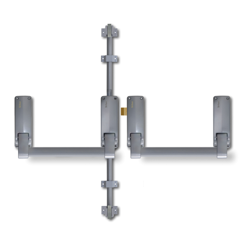 DX Briton Dubbele Paniekstang PO377 - Voor dubbele deuren - Opbouw - Aluminium DX Briton Dubbele Paniekstang PO377 - Voor dubbele deuren - Opbouw - Aluminium