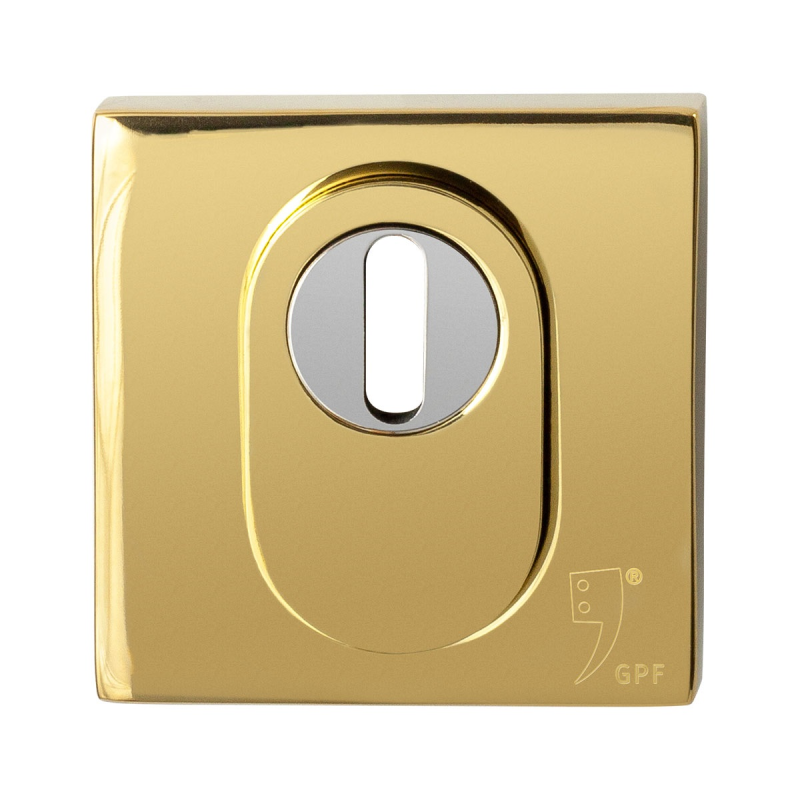 Vierkant veiligheidsrozet - PVD Messing - Buitenzijde - SKG*** - Kerntrekbeveiliging